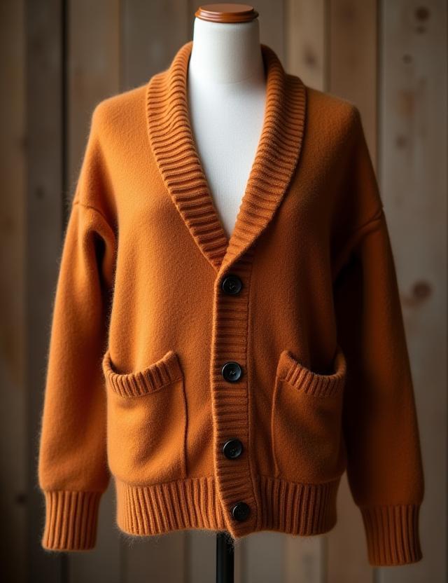 Wool cardigan in earthy tones